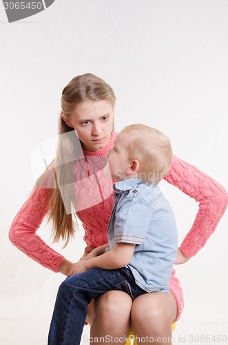 Image of Young mother is angry at three year old bo