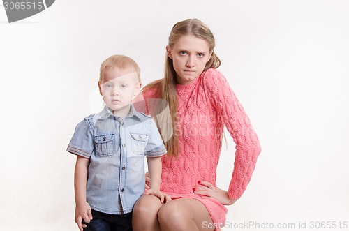 Image of Young mother angry with his young son