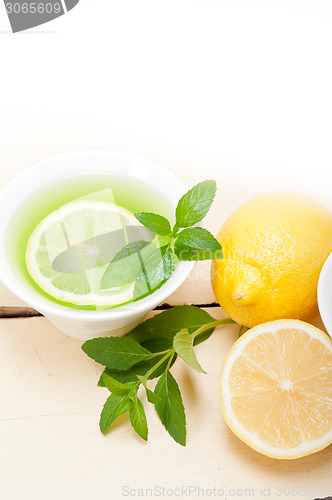 Image of mint infusion tea tisane with lemon