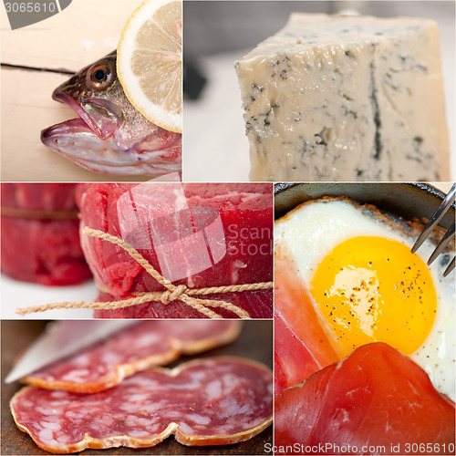 Image of high protein food collection collage