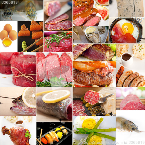 Image of high protein food collection collage