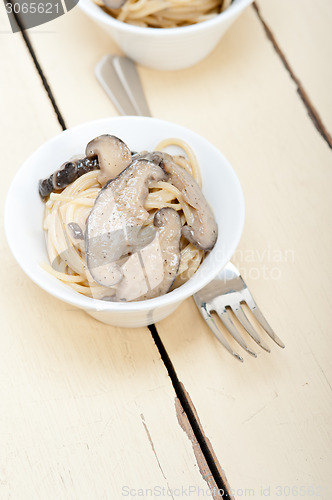 Image of Italian spaghetti pasta and mushrooms