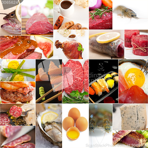 Image of high protein food collection collage