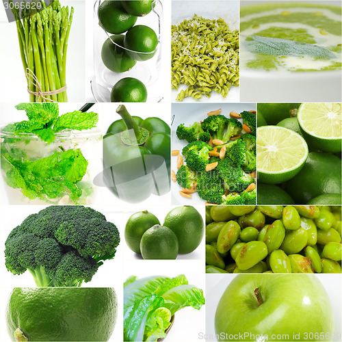 Image of green healthy food collage collection