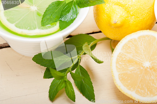 Image of mint infusion tea tisane with lemon