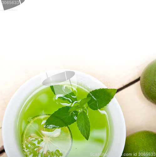 Image of mint infusion tea tisane with lime