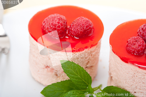 Image of fresh raspberry cake mousse dessert