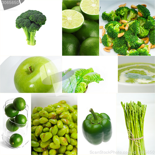 Image of green healthy food collage collection