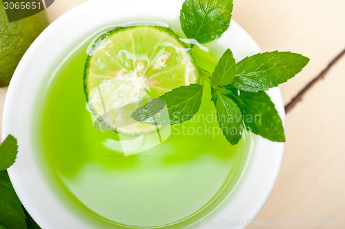 Image of mint infusion tea tisane with lime