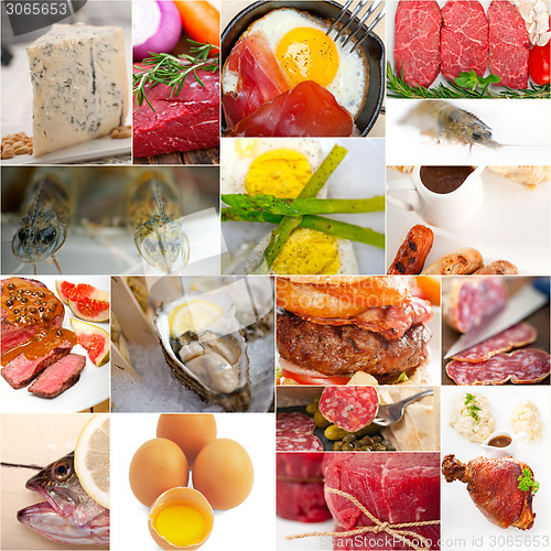 Image of high protein food collection collage