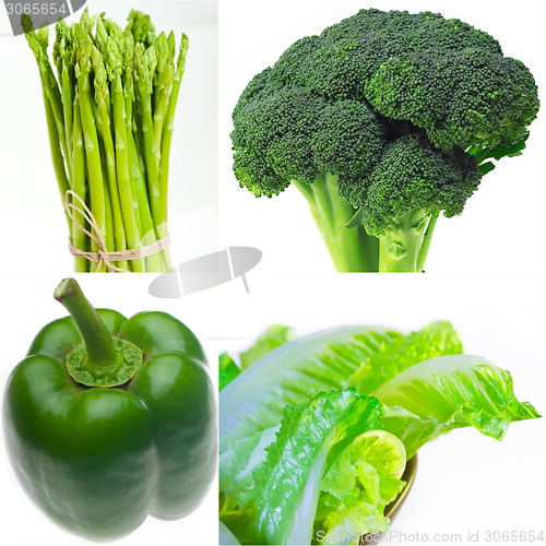 Image of green healthy food collage collection