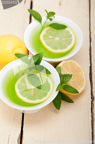 Image of mint infusion tea tisane with lemon