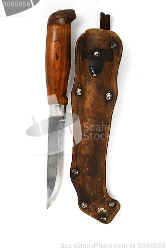 Image of traditional Finnish knife puukko and sheath