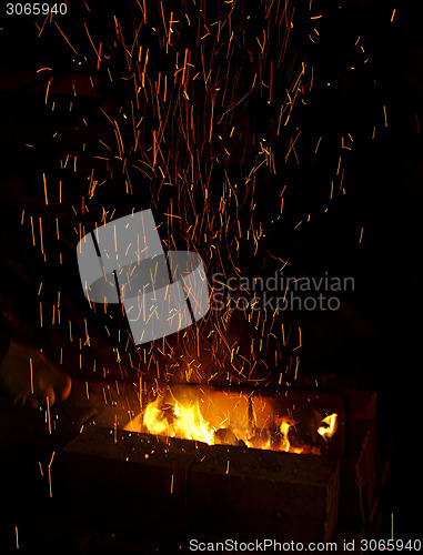 Image of fire with sparks