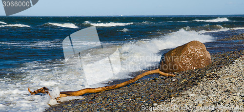 Image of Sea waves lapping on the shore. Baltic Sea.