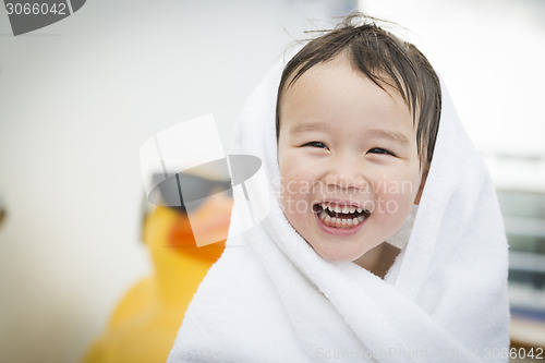 Image of Mixed Race Boy Having Fun at the Water Park