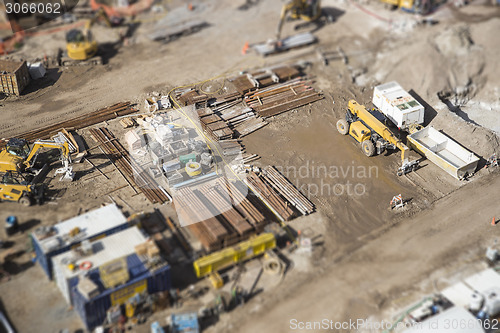 Image of Aerial View of Construction Site with Extreme Bokeh.