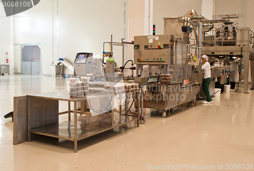 Image of production of olives. packing machine