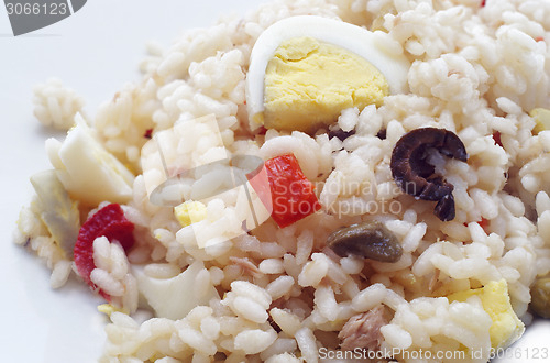 Image of Rice salad isolated .closeup