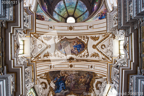 Image of Cupola and ceiling of church La chiesa del Gesu or Casa Professa