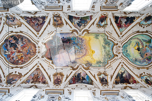 Image of Cupola and ceiling of church La chiesa del Gesu or Casa Professa