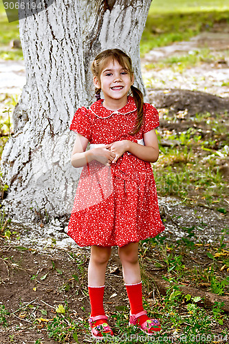 Image of Girl in red dress