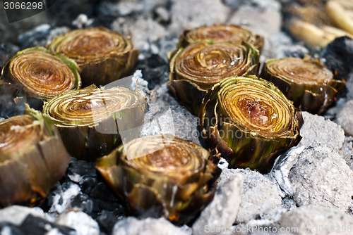 Image of Artichokes on ember BBQ