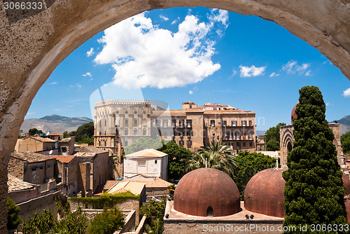 Image of Norman palace and San Giovanni Eremiti domes in Palermo