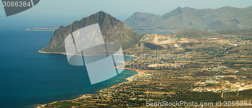 Image of view of Cofano mount and the Tyrrhenian coastline from Erice