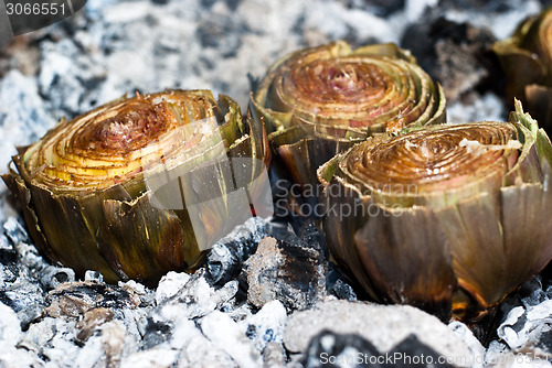 Image of Artichokes on ember BBQ