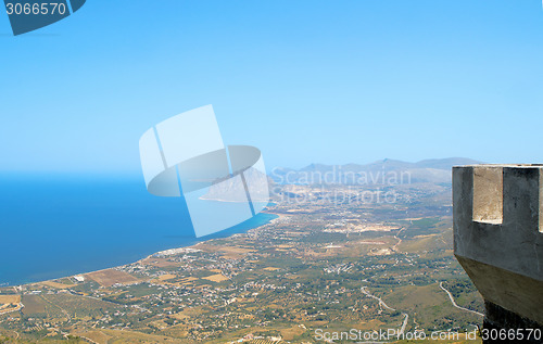 Image of  view of Cofano mount and the Tyrrhenian coastline from Erice (T