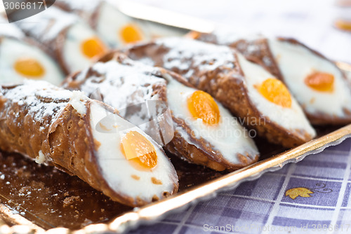 Image of Sicilian cannoli. typical sicilian sweet