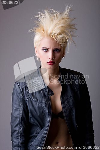 Image of emotive attractive punk blonde girl