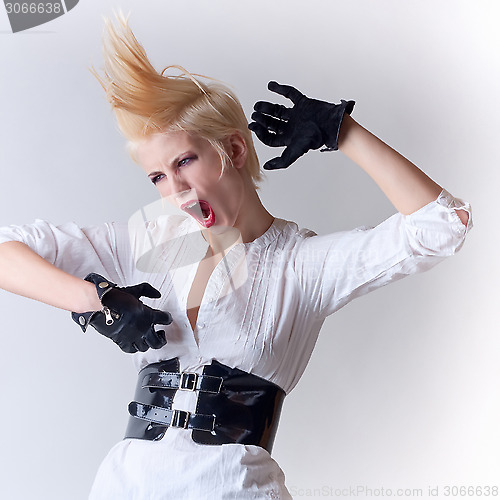 Image of screaming punk blonde attractive girl