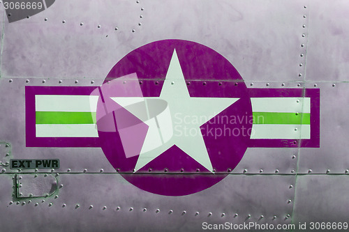 Image of Tail of Vietnam war Airplane, purple