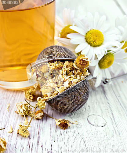 Image of Chamomile dried in strainer on board