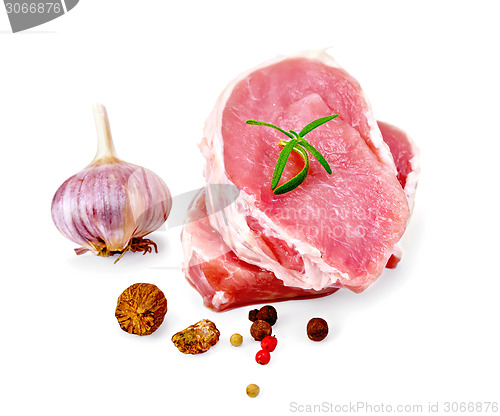 Image of Meat pork slices with spices and nutmeg