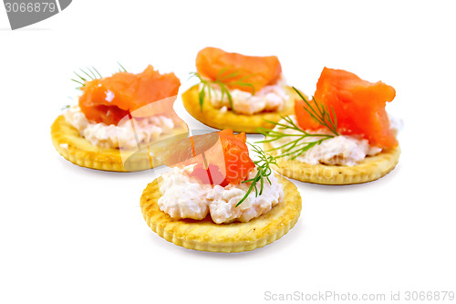 Image of Cracker with cream and salmon