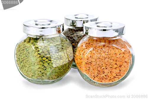 Image of Lentil different in three jars