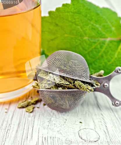 Image of Sage dried in strainer with mug