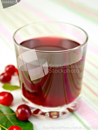 Image of Compote cherry in glass on fabric