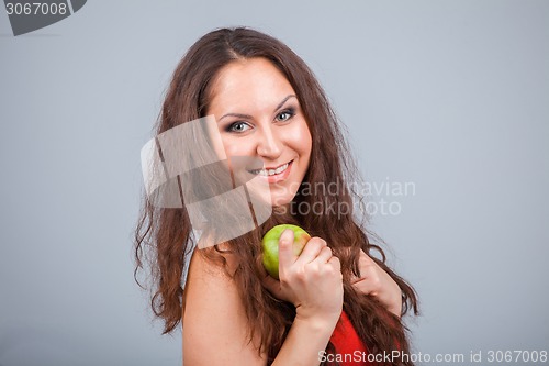 Image of Smiling Girl and apple
