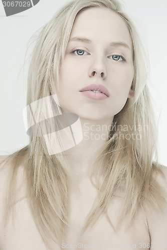 Image of high key portrait beautiful blond girl