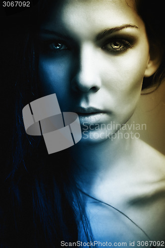 Image of extravagant beautiful girl dark portrait