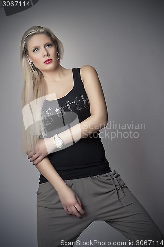 Image of fashion young girl, studio pose