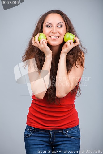 Image of Smiling Girl and apple