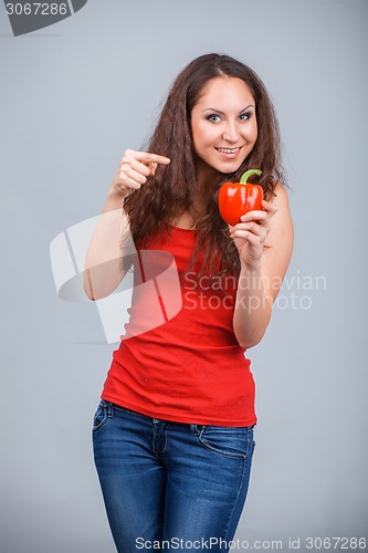 Image of Woman with bell pepper