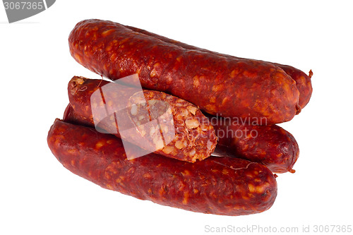 Image of Sausages isolated on white background 