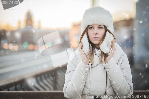 Image of Russian woman in the winter city