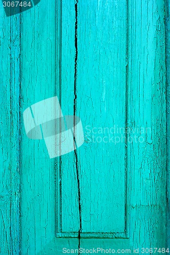 Image of Old cracked wooden turquoise board